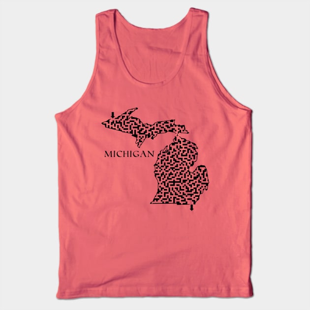 Michigan State Outline Maze & Labyrinth Tank Top by gorff